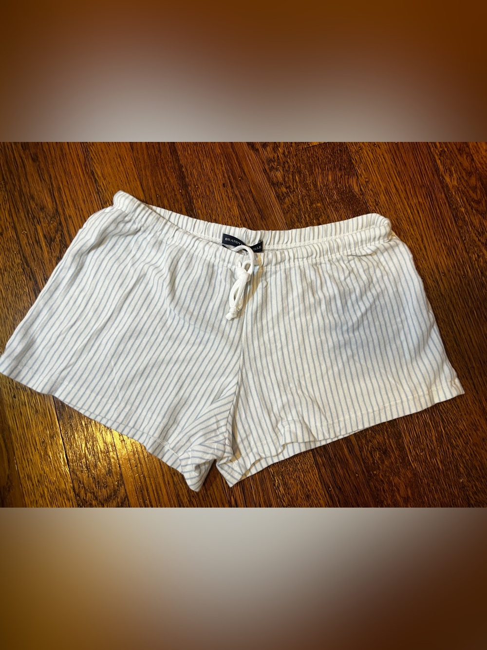 Brandy Melville White with Thin Gray Stripe Lounge Shorts